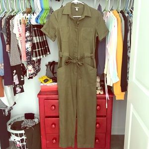 Short sleeve utility jumpsuit